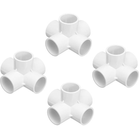 Set Mit 4 Weißen 32-mm-pvc-winkelverbindern, 5-wege, Für Elektro- Und Bewässerungsleitungen