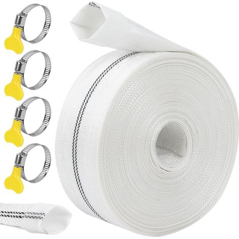 Flachschlauch 25 Mm, 20 M, Polyester, 4 Stahlschellen, Tauchpumpe, Garten