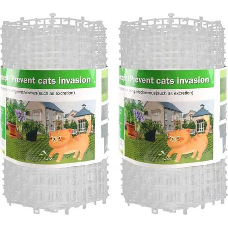 2-teilige Katzenabwehrmatte, Kunststoffgitter Mit Spikes, Heringen Und Befestigungsbändern, Für Garten Und Innenbereich