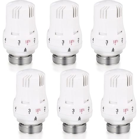 6-teiliger Thermostat-heizkörperkopf, M30 X 1,5, Vernickeltes Messing, Temperaturbereich 6-28°c, Für Heizkörper In Wohn- Und Büroräumen