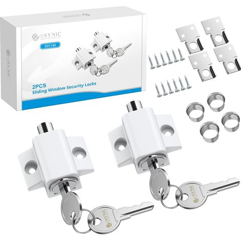 Set Mit 2 Weißen Schiebetürschlössern Aus Zinklegierung Für Haus- Und Terrassensicherheit