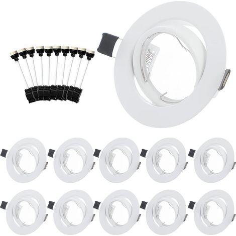Set Mit 10 Einbaustrahlern, Weißer Rahmen, Gu10-keramikfassung, 30° Verstellbar, Für Wohnzimmer, Büro