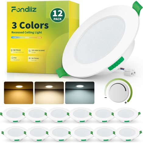 Set Mit 12 Led-einbaustrahlern, Dimmbar, Einstellbare Farbtemperatur, Ip44, Für Badezimmer, Küche, Wohnzimmer