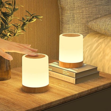 Set Mit 2 Touch-nachttischlampen, 256 Rgb-farben, Stufenloses Dimmen, Usb-aufladbar, Timer