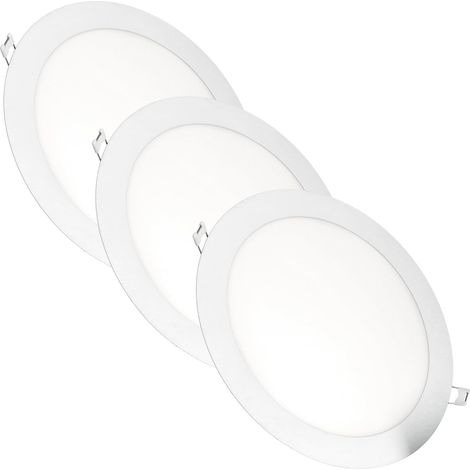 Set Mit 3 Einbaustrahlern, Rund, 18 W, 1500 Lumen, Extraflach, Aluminium, Neutralweiß, Für Den Innenbereich