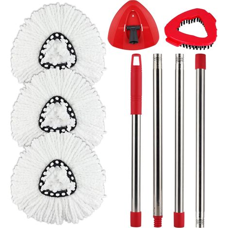 Drehbare Moppköpfe, 1 Basis, 1 Stiel, Waschbar, Für Hartböden, Dreieckig