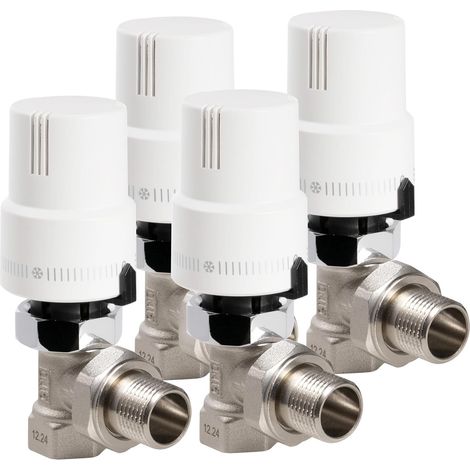 4-teiliges Thermostat-heizkörperventil-set, 1/2-zoll-gewindeanschluss, Flüssigkeitssonde, Frostschutz, En215-konform, Für Heizkörper