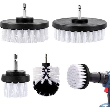 4-teiliges Bohrmaschinen-reinigungsbürsten-set (2", 3,5", 4", 5") Nylon-sechskantbürsten Für Bad, Küche Und Wände