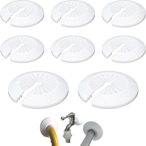 8-teiliges Rohrschellen-set, Weiße Abdeckung, Durchmesser 16–40 Mm, Kunststoff, Heizkörperrosette, Badezimmer