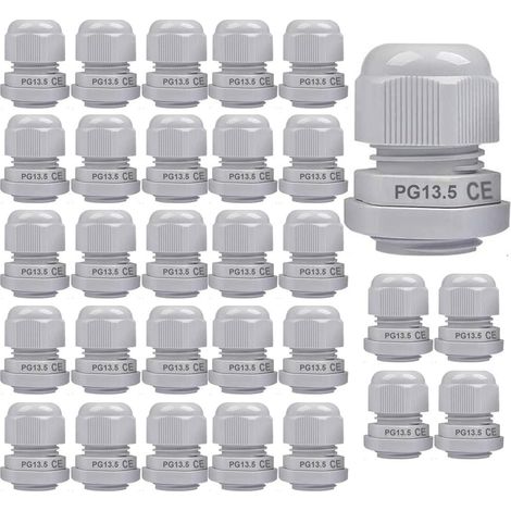 30 Pg13.5 Kabelverschraubungen, Ip68 Kabelverbinder, Weißer Kunststoff, 6–12 Mm, Für Haus- Und Gartenbeleuchtung