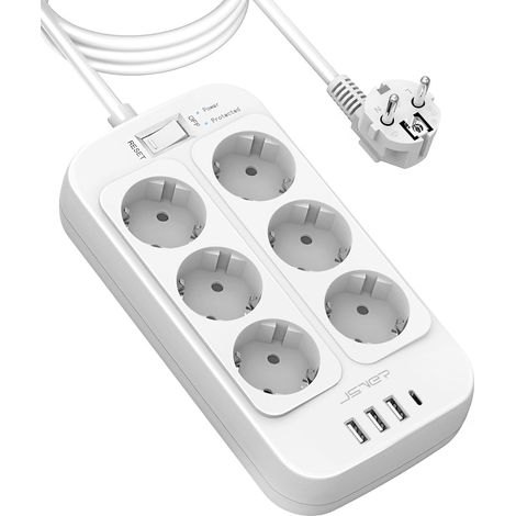 Steckdosenleiste Mit 6 Steckdosen, 4 Usb-anschlüssen, 3 M Kabel, Überspannungsschutz, Für Büro Und Zuhause