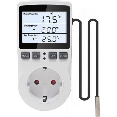 X 220-v-thermostatsteckdose, Hintergrundbeleuchtetes Lcd-display, 3-m-ntc-sonde, Temperaturregelung -40 Bis 120 °c, Für Heizung