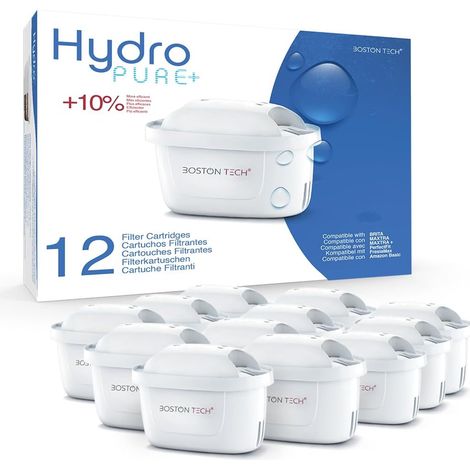 6 Hydropure® Wasserfilter, Kompatibel Mit Brita Maxtra/maxtra+, Marella, Perfectfit Und Basics Kannen. Filtert Pfas, Pfoa, Pfos, Chlor, Kalk Und Schwermetalle. Tüv Süd (c) Zertifiziert. 12 Filter