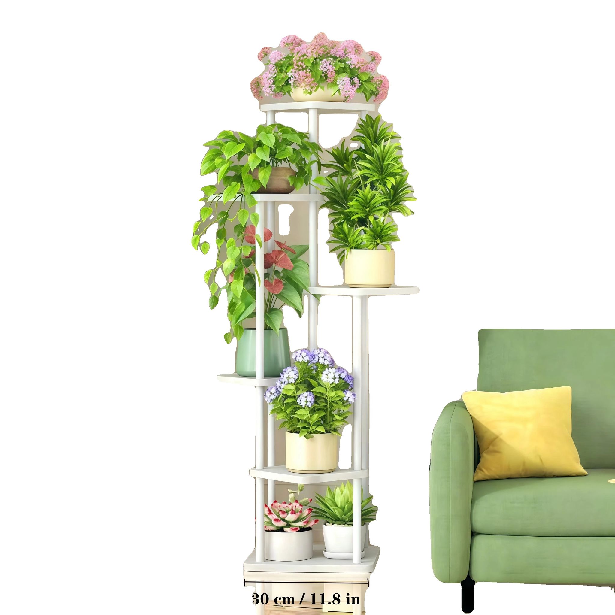 Pflanzenständer, 5-stufig, Platzsparendes Design, B-6-tier-weiß
