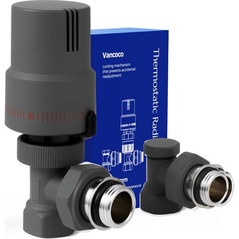 Komplettes 2-teiliges Set: Thermostatventil, 1/2"-rückschlagventil, Eckform, Weiß, Flüssigkeitssensor, Frostschutzmittel, En215-norm
