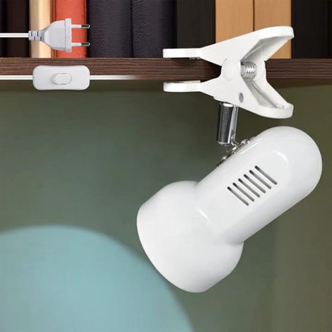 Klemmleuchte, Weiße Schreibtischlampe, 220 V, E27-fassung, Mit Europäischem Stecker Und Schnurschalter, Lampenfuß, 270° Drehbar, Flexibel, Zum Lesen Im Bett, Arbeiten Und Lernen