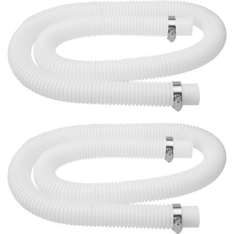 Set Mit 2 X 32-mm-poolschläuchen Und 4 Metall-schlauchschellen – Saug- Und Filterschlauch Für Aufstell-, Teich- Und Solarpoolpumpen – 150 Cm, Weiß