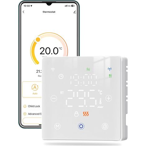 Programmierbarer Wlan-thermostat Für 2-draht-gasheizungen Mit Alexa- Und Google-sprachsteuerung