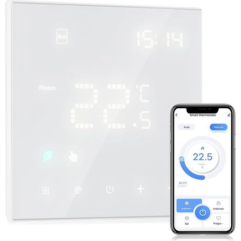 Tuya 3a Programmierbarer Wlan-thermostat Für Warmwasserbereitung, Wandmontage, Weiß, Haushalt