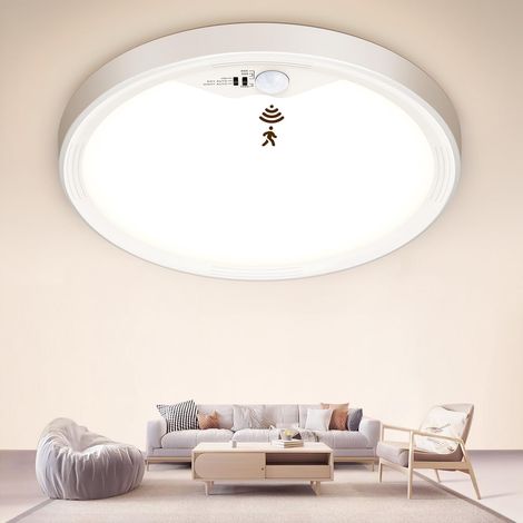 Led-deckenleuchte Mit Bewegungsmelder, 3000k/4000k/6500k/18w, Badezimmer-deckenleuchte, Ip44-led-deckenleuchte Für Flur, Treppenhaus, Balkon, Garage, Ø22cm – 1 Stück
