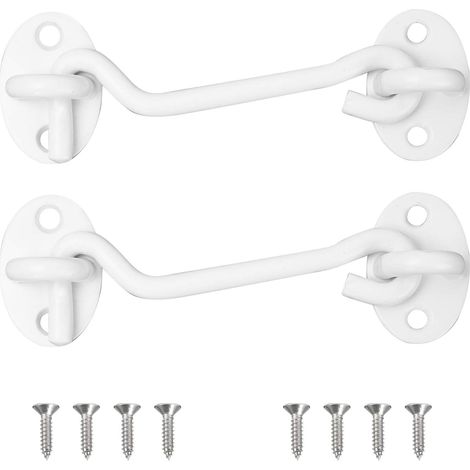 Set Mit 2 Bolatus Edelstahl-sturmhaken Mit Öse, Für Türen, Garagen, Fenster, Hütten, Tore (100 Mm, Weiß)