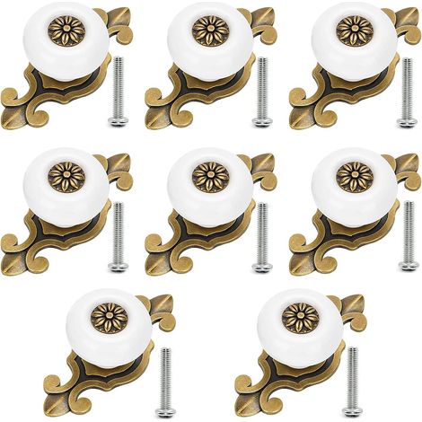 Keramikknöpfe, Vintage-möbelschubladenknöpfe, 8-teiliges Set Metallknöpfe Für Büroschubladen Und Schränke