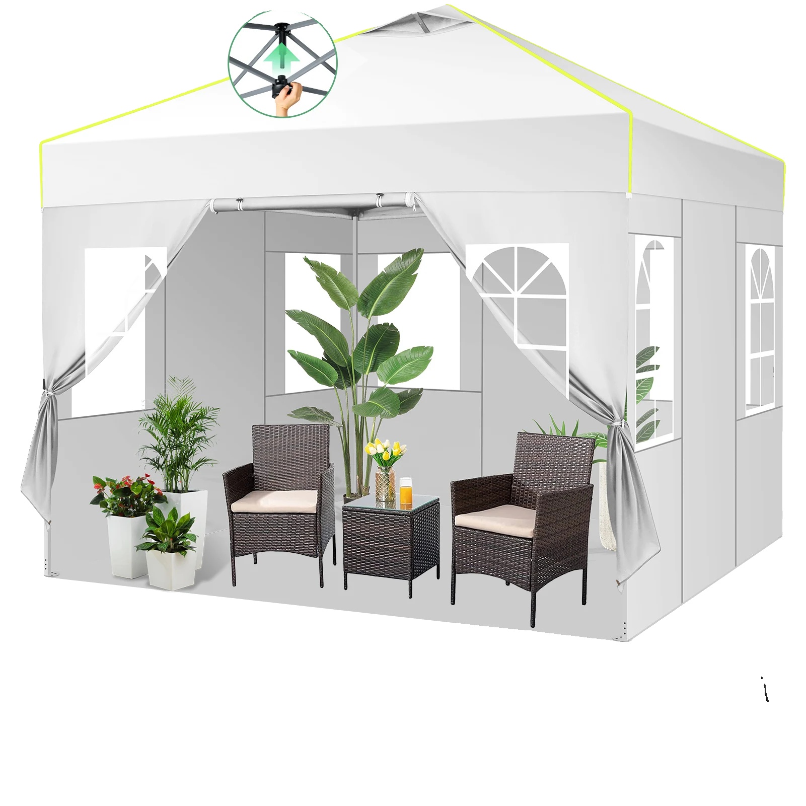 Faltpavillon, Wasserdicht, Höhenverstellbar, Weiss, 3x3m