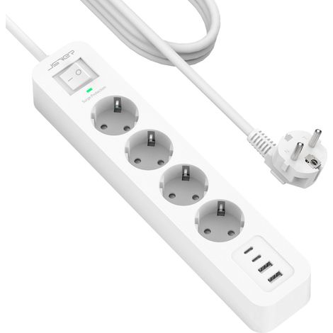 Steckdosenleiste Mit 4 Steckdosen, 3680-w-überspannungsschutz, 4 Usb-anschlüssen, 2 M Kabel, Für Büro Oder Zuhause