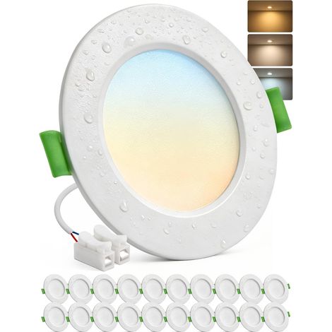 20er-pack Led-einbaustrahler Ip44, 3 Einstellbare Farben, 7 W, Für Bad, Küche, Wohnzimmer