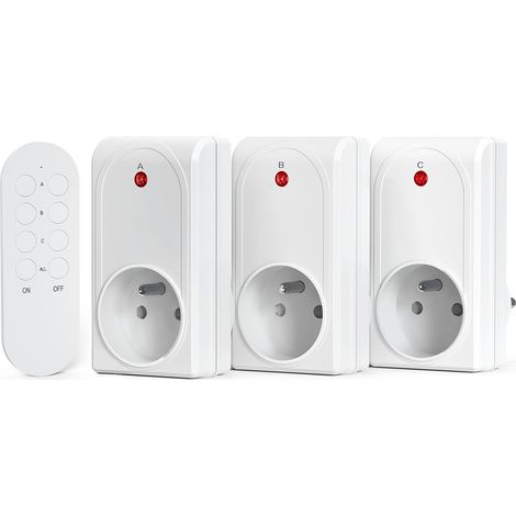 3 Steckdosen, 1 Funkfernbedienung, 80 M Reichweite, Ein-/ausschaltfunktion, 230 V, 1000 W