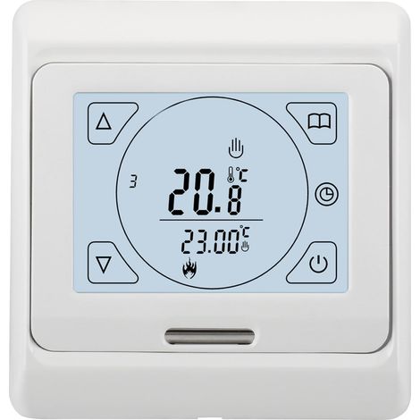 Fußbodenheizungsthermostat, Lcd-touchscreen, 5+2-fach Programmierbar, 60 Mm Rundgehäuse, Für Elektrothermisches Ventil