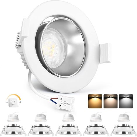 Set Mit 6 Einbaustrahlern, 5 W Dimmbare Led, Aluminium, Ip44, 3000 K–6500 K, Badezimmer