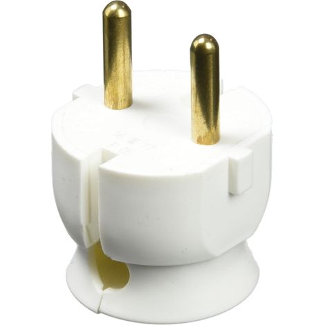 Extraflacher Stecker (männlich) Ohne Erdung, Seitlicher Ausgang, Weiß, Für Nachttischlampe