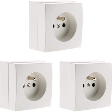 3er-pack Aufputz-steckdosen (2p+e, 16 A, Weiß), Wandmontage, Für Den Innenbereich