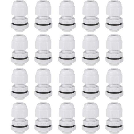 20 Pg7-kabelverschraubungen, Nylon, Ip68 Wasserdicht, 2–5 Mm² Kabel, Weiß, Anschlussdose