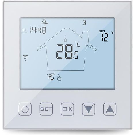 Wlan-thermostat Für Fußbodenheizung, Wasser, 3 A, Programmierbar, Kompatibel Mit Alexa Und Google Assistant, Weiß