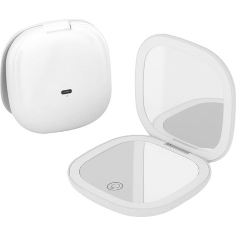 5-fach Vergrößernder Spiegel, Wiederaufladbare Led-lampe (usb-c), 3 Lichtmodi, Per Touch Dimmbar, Ideal Für Reisen Und Make-up