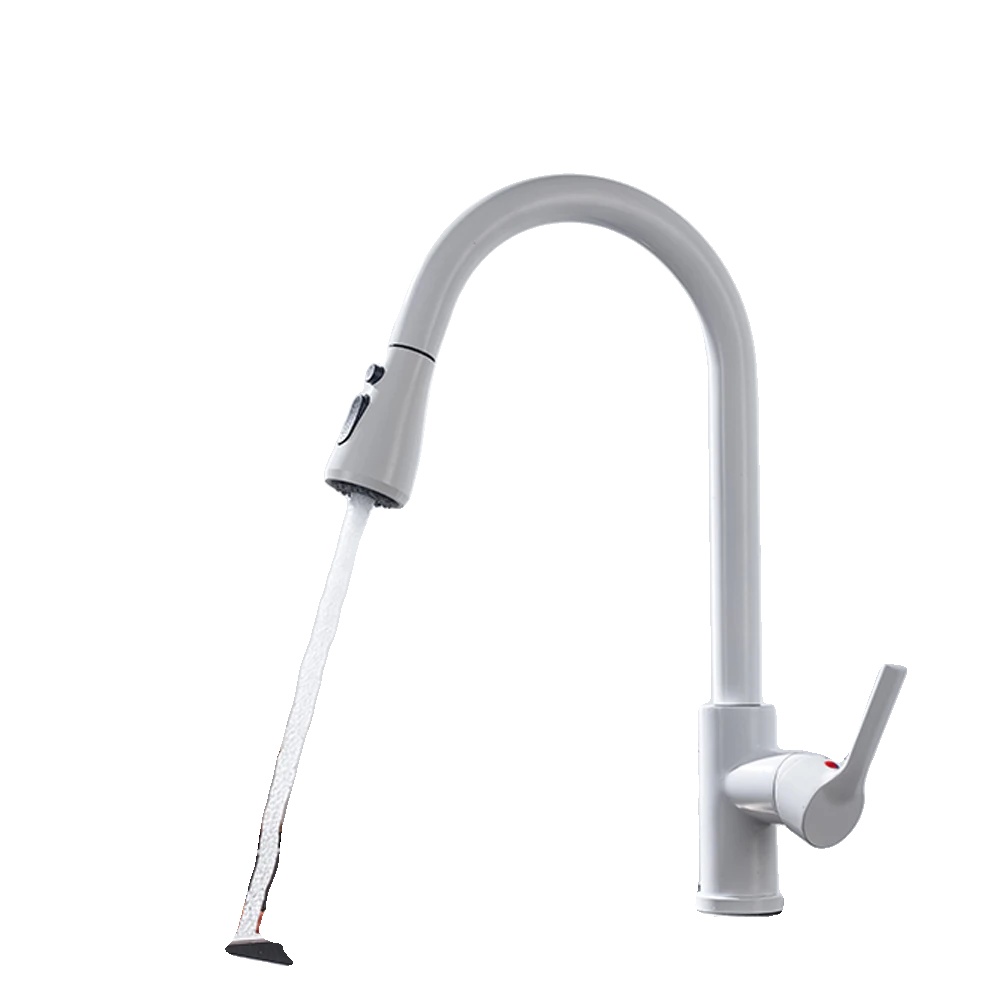 Küchenarmatur Mit Ausziehbarer Brause, Modernes Design, Cf04043whwm Weiß