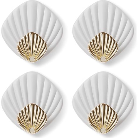Muschelförmiger Klebehaken, Hp004-w, Moderner Selbstklebender Haken Für Bad Und Küche, Garderobenhaken, 4er-set, Weiß