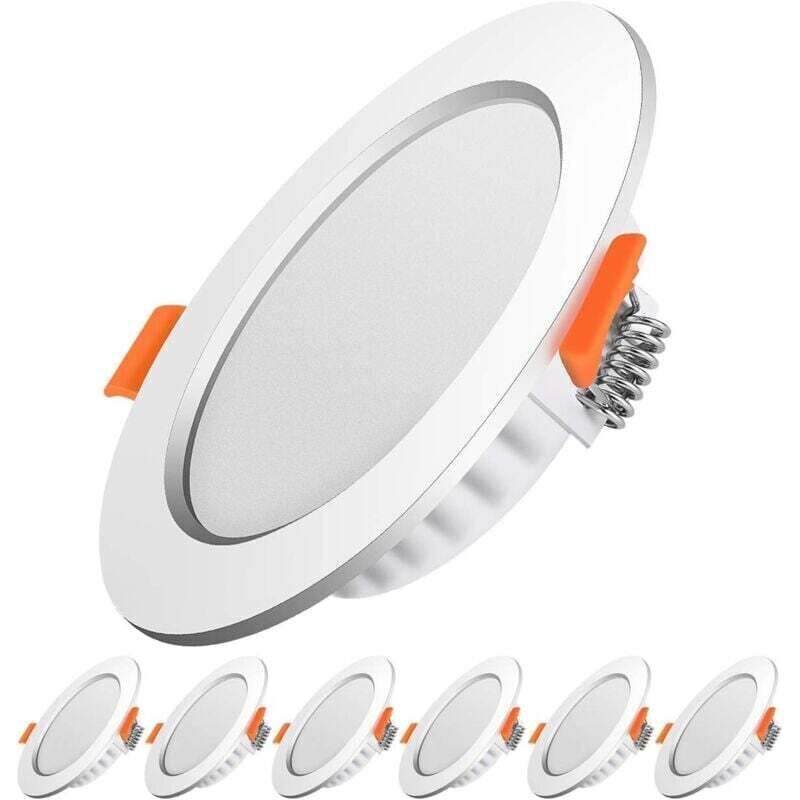 Led-einbaustrahler, Extraflach, Für Den Innenbereich, Runde, Ultradünne Einbauleuchte, 7 W Glühlampe, 230 V, Warmweiß (3000 K), Für Wohnzimmer Und Küche, 6er-pack