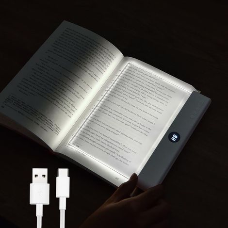 Leselampe, 3 Farben, Flache Led-leseleuchte Fürs Bett Mit Memory-funktion, Dimm-timer, Wiederaufladbare Nachttischlampe, Geschenk Für Bücherwürmer (jungen Und Mädchen)
