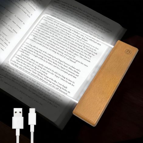 Flache Led-leselampe Mit 3 Farben Für Bücher Im Bett, Mit Memory-funktion, Dimmbarem Timer, Wiederaufladbare Nachttischlampe, Geschenk Für Jungen Und Mädchen, Frauen, Männer (holz)