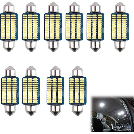 10 Stück Led-autoleuchten, Led-innenraumleuchten, 41 Mm, Kaltweiß (6000 K), 12 V, W5w-led, Led-autolampe, Led Für Autos, Für Deckenbeleuchtung, Innenraum, Wohnmobil