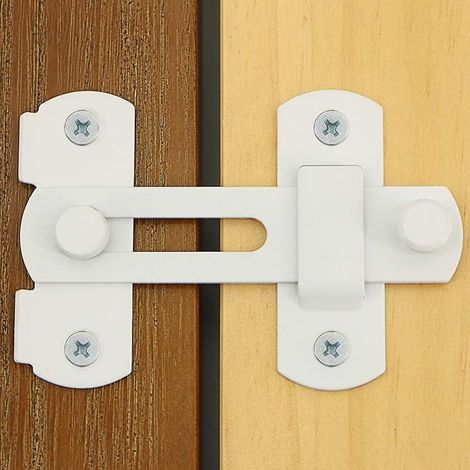 Schiebetürschloss Mit Kippriegel Und Schrauben Für Türen, Fenster, Schränke Und Garten, Glänzend Weißer Edelstahl.