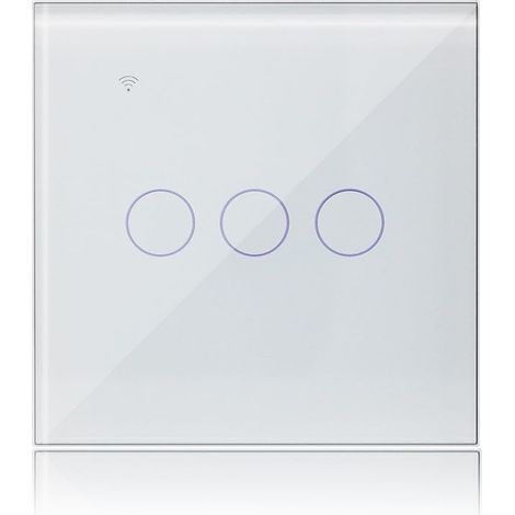 Intelligenter, Vernetzter Lichtschalter (3-fach, 1-wege), Kompatibel Mit Alexa, Wlan-touch-schalter Mit Weißer Glasfront, Timerfunktion, Steuerung Per Tuya/smart Life App