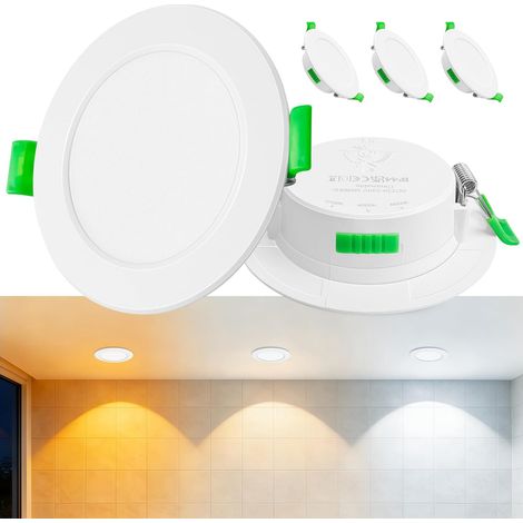 3er-set Led-einbaustrahler, 230 V, Weiß – Extraflache Deckenstrahler, Schutzart Ip44 – Ø 68–75 Mm, 5 W, 500 Lm, 2700 K/4000 K/6000 K – Led-beleuchtung Für Bad, Wohnzimmer Und Küche