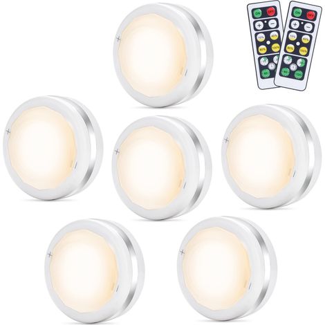 6er-set Led-wandspots Mit Kabelloser Fernbedienung, Nachtlichter Für Treppen, Spiegel, Küchen, Vitrinen, Schränke (weiß)
