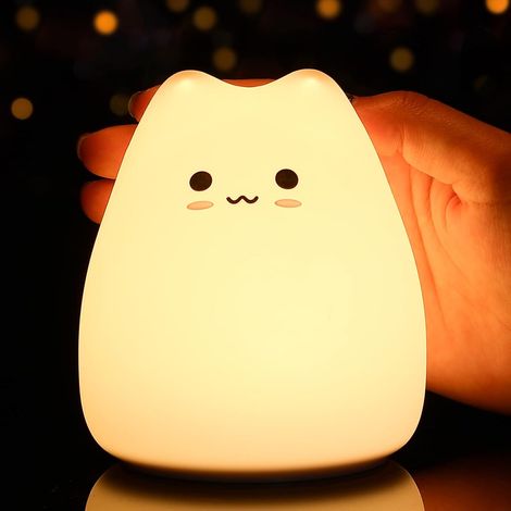 Tremdwoto Kinder-nachtlicht, Niedliche Batteriebetriebene Nachtlampe Fürs Kinderzimmer, Tragbares, Weiches Silikon-nachtlicht, Geburtstagsgeschenk Für Mädchen Und Jungen (katze-batterie)