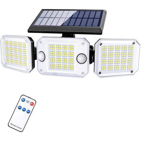 Solarbetriebene Außenleuchte Mit Bewegungsmelder, 6000 Mah, 1200 Lm, Inklusive Fernbedienung, 4 Modi, 270° Weitwinkel, Ip65 Wasserdicht