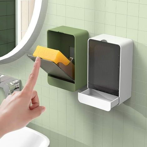 Seifenschale Mit Deckel – Herausnehmbare Abtropfschale – Wandmontage Ohne Bohren – Für Dusche Und Badezimmer – Weiß